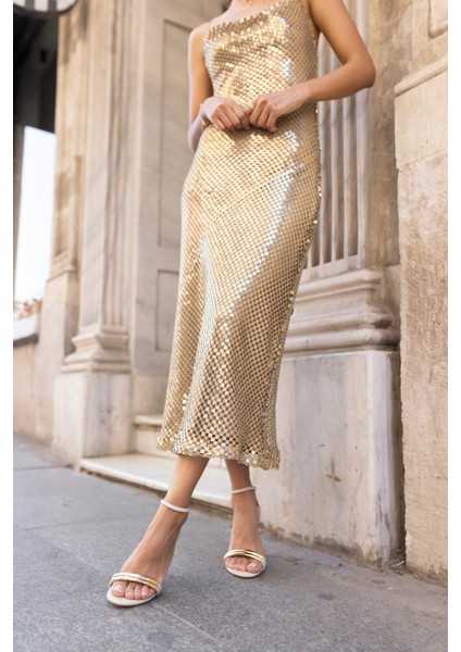 Remo Kadin Bej Metal Aksesuar Tek Bant Topuklu Sandalet modelleri