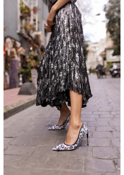 Paradiso Kadin Beyaz Leopar Payetli Topuklu Stiletto modelleri