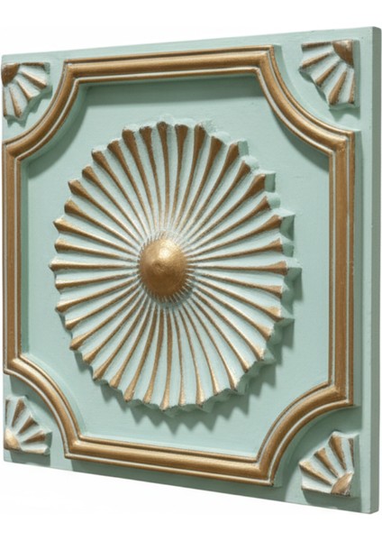 Royal Yeşil Gold Eskitme 45X45 cm Dekoratif Duvar Paneli – 6’lı Set modelleri
