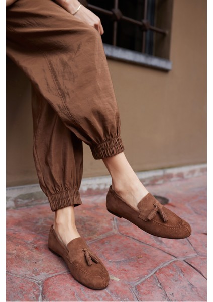 Albares Kadın Bordo Gercek Suet Puskullu Babet modelleri