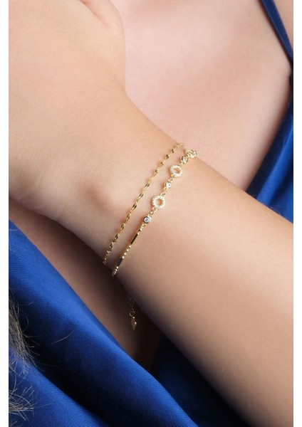 Minimal 18 Ayar Sarı Altın Kaplama 19 cm Gümüş Zincir Bileklik fiyatları