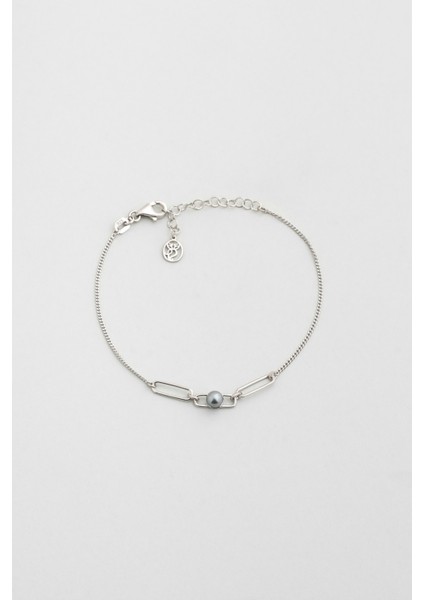 Mirabella 18 Ayar Beyaz Altın Kaplama 19 cm Gümüş Inci Bileklik