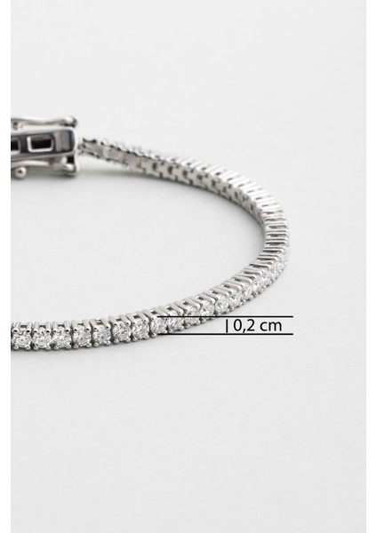 Mozanit Şıklığı 18 Ayar Beyaz Altın Kaplama 19 cm Gümüş Su Yolu Bileklik modelleri