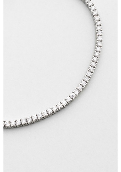 Mozanit Şıklığı 18 Ayar Beyaz Altın Kaplama 19 cm Gümüş Su Yolu Bileklik indirimleri