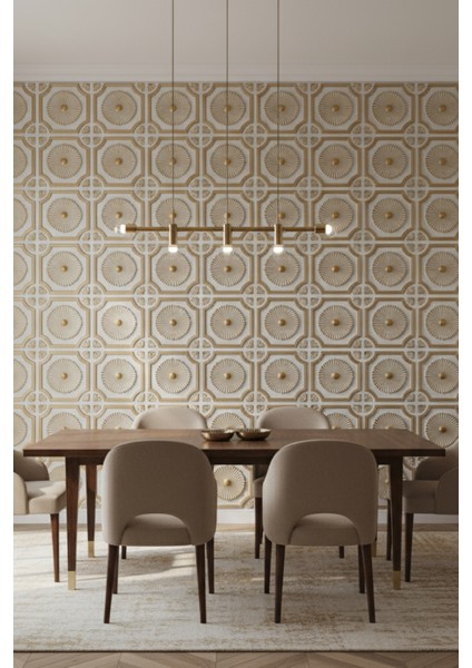 Royal Bej Altın Eskitme 45X45 cm Dekoratif Duvar Paneli – 6’lı Set