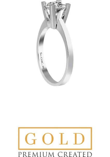 Beyaz Altın Sertifikalı Premium Created Taşlı 0.90 Ct Effect Tektaş Yüzük fiyatları