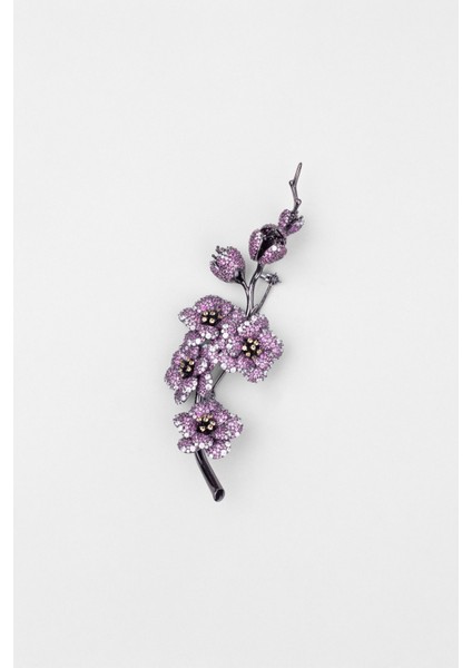 Sakura Çiçeği Siyah Rodyum Kaplama Gümüş Broş fırsatları