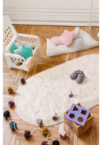 Yumuşak Modern Peluş Kaymaz Salon Oturma Çocuk Yatak Odası Mutfak Antre Krem fırsatları