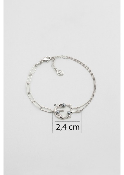 Esmeralda 18 Ayar Beyaz Altın Kaplama 19 cm Gümüş Inci Bileklik modelleri