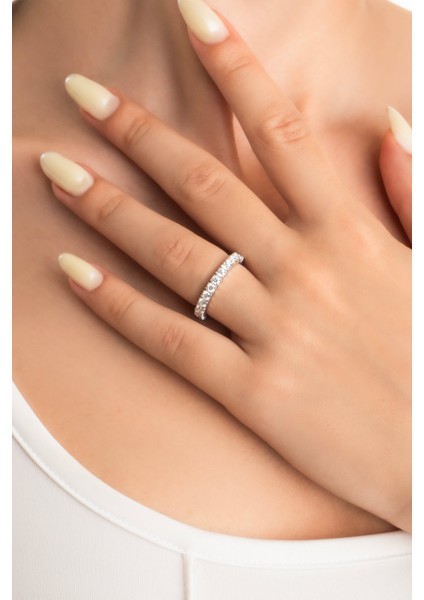 Mozanit Rüyası 18 Ayar Beyaz Altın Kaplama Gümüş Tamtur Yüzük fiyatları