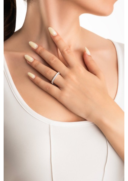 Mozanit Rüyası 18 Ayar Beyaz Altın Kaplama Gümüş Tamtur Yüzük fırsatları