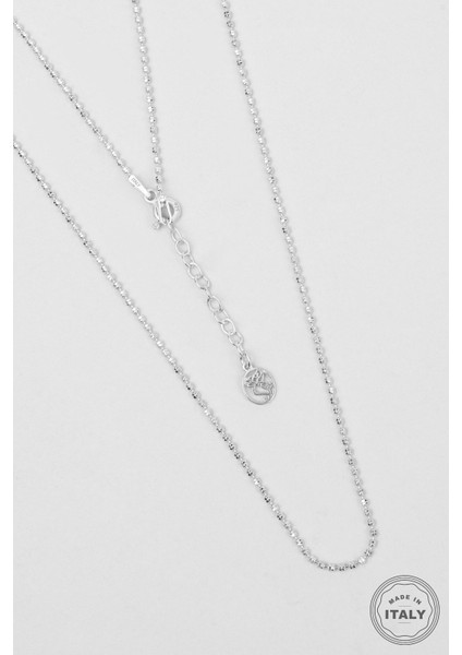 Italyan Aria 18 Ayar Beyaz Altın Kaplama 43 cm Gümüş Zincir Kolye