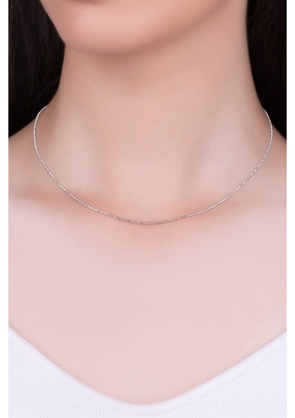 Italyan Aria 18 Ayar Beyaz Altın Kaplama 43 cm Gümüş Zincir Kolye fiyatları