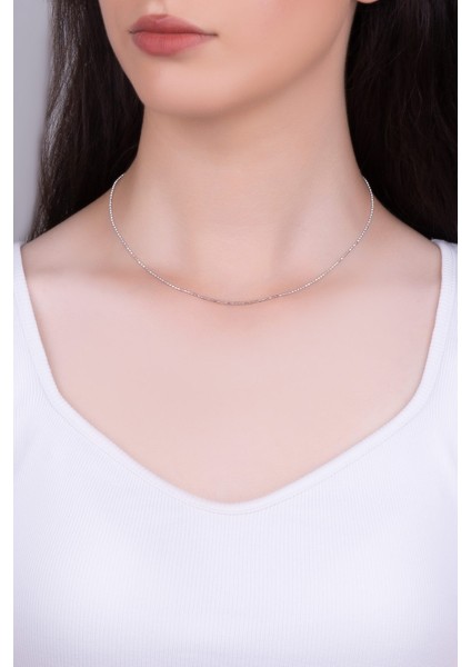 Italyan Aria 18 Ayar Beyaz Altın Kaplama 43 cm Gümüş Zincir Kolye fırsatları