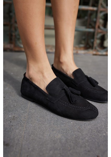 Albares Kadın Bordo Gercek Suet Puskullu Babet