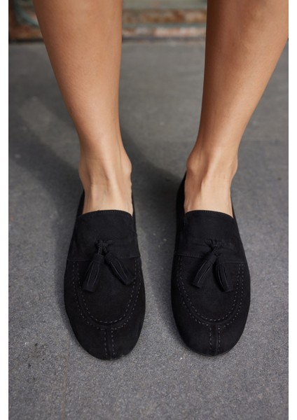 Albares Kadın Bordo Gercek Suet Puskullu Babet