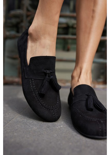 Albares Kadın Bordo Gercek Suet Puskullu Babet