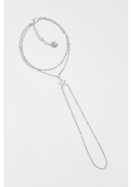 Mistik Yıldız 18 Ayar Beyaz Altın Kaplama 21 cm Gümüş Şahmeran