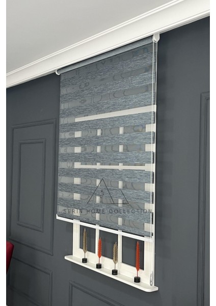 Koyu Gri Bambu Zebra Stor Perde (Dayanıklı Alüminyum Kasa) modelleri