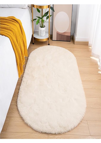 Yumuşak Modern Peluş Kaymaz Salon Oturma Çocuk Yatak Odası Mutfak Antre Krem