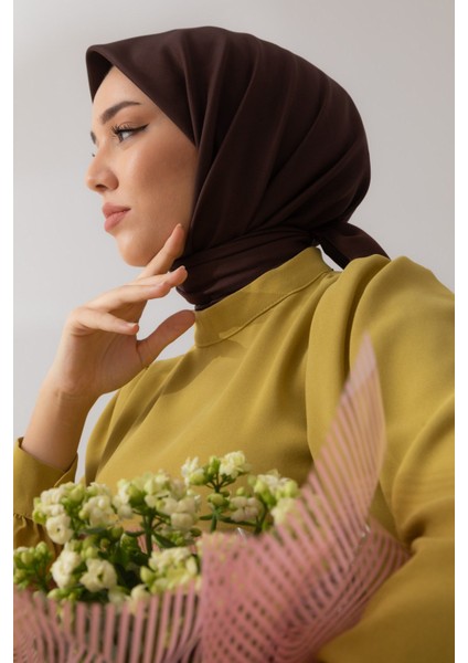 Acı Kahve Silk Home Düz Twill Polyester Eşarp fiyatları