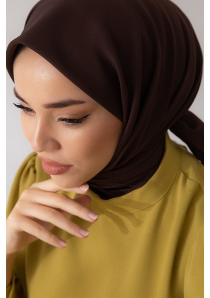 Acı Kahve Silk Home Düz Twill Polyester Eşarp modelleri