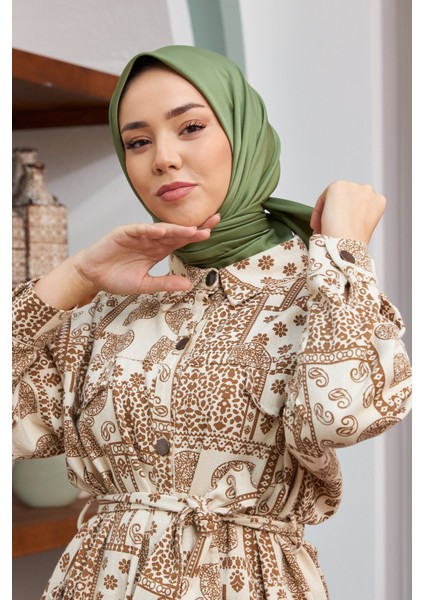 Çim Yeşili Silk Home Düz Twill Polyester Eşarp modelleri