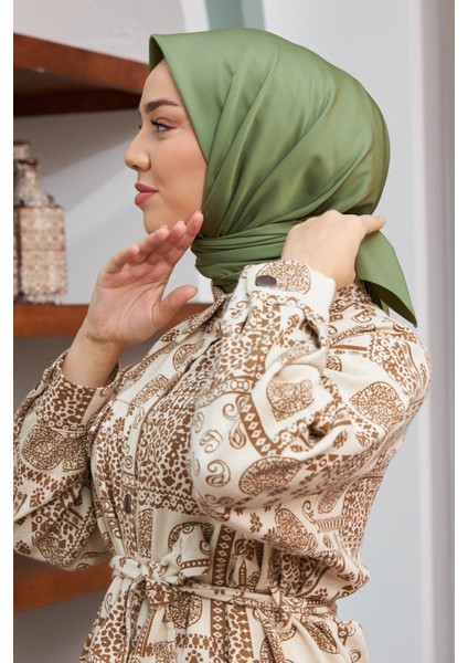 Çim Yeşili Silk Home Düz Twill Polyester Eşarp fırsatları