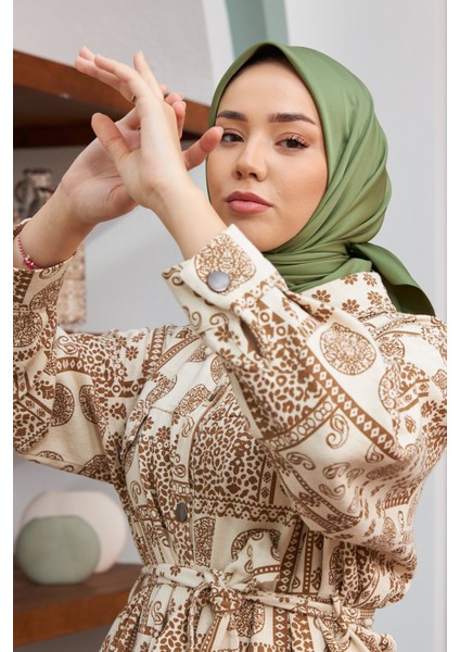 Çim Yeşili Silk Home Düz Twill Polyester Eşarp indirimleri