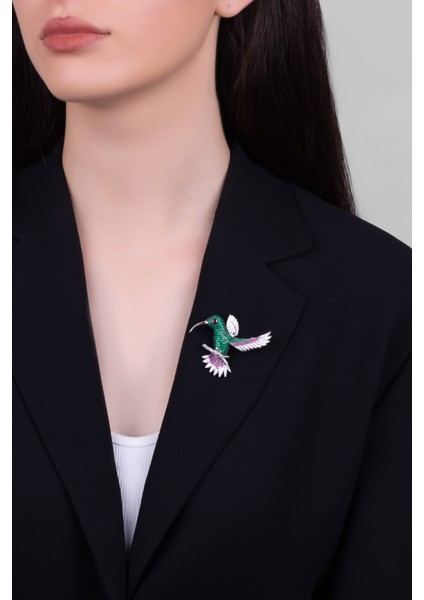 Cennet Kuşu 18 Ayar Beyaz Altın Kaplama Gümüş Broş modelleri