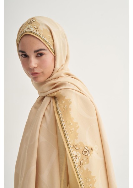 Gold Carell Luxe Çiçekli Monogram Floş Şal indirimleri