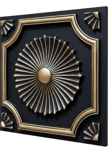 Royal Siyah Gold Eskitme 45X45 cm Dekoratif Duvar Paneli – 6’lı Set modelleri