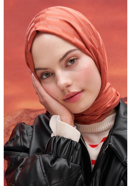 Kiremit Carell Küpçizgi Jakar Italyan Ipekli Şal