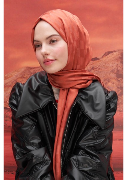 Kiremit Carell Küpçizgi Jakar Italyan Ipekli Şal indirimleri