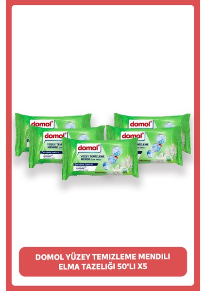 Yüzey Temizleme Mendili Elma Tazeliği 50'li X5 Adet