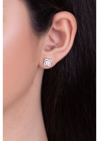 Işıltılı Yonca 18 Ayar Beyaz Altın Kaplama Gümüş Küpe fiyatları