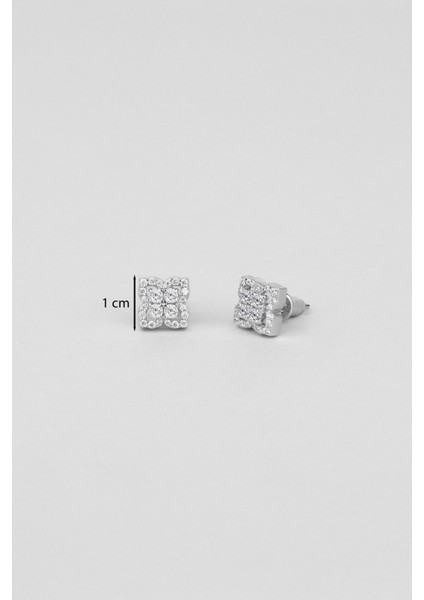 Işıltılı Yonca 18 Ayar Beyaz Altın Kaplama Gümüş Küpe modelleri