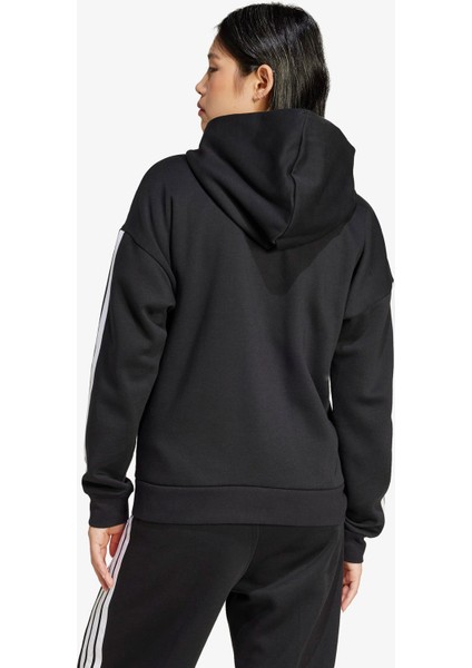 Essentials 3 Stripes Full Zip Kadın Siyah Polar.-