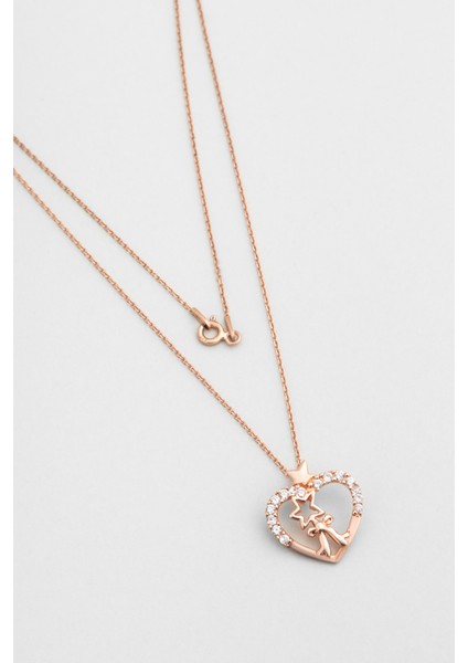Liora Heart 18 Ayar Rose Altın Kaplama 55 cm Gümüş Kolye