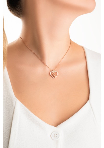 Liora Heart 18 Ayar Rose Altın Kaplama 55 cm Gümüş Kolye fırsatları
