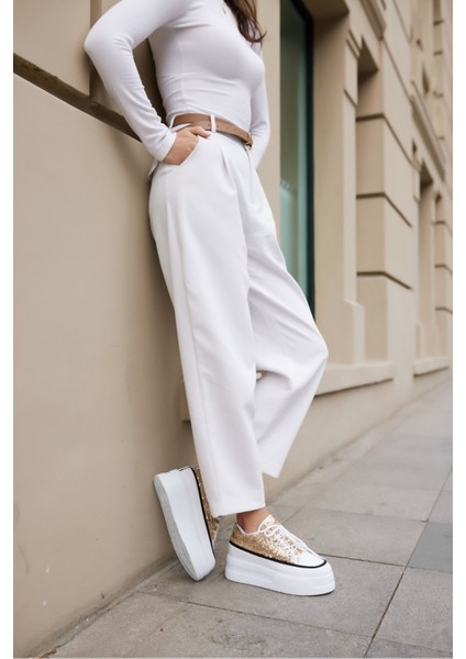 Vardy Kadın Altin Pullu Bagcıklı Dolgu Taban Sneaker fiyatları