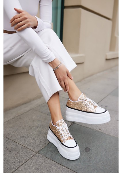 Vardy Kadın Altin Pullu Bagcıklı Dolgu Taban Sneaker indirimleri