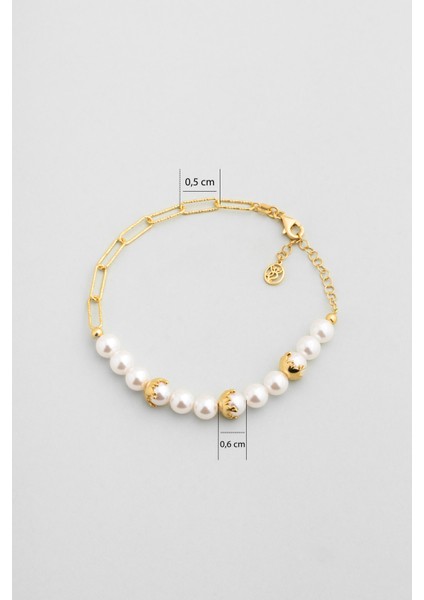 Verena 18 Ayar Sarı Altın Kaplama 19 cm Gümüş Inci Bileklik modelleri