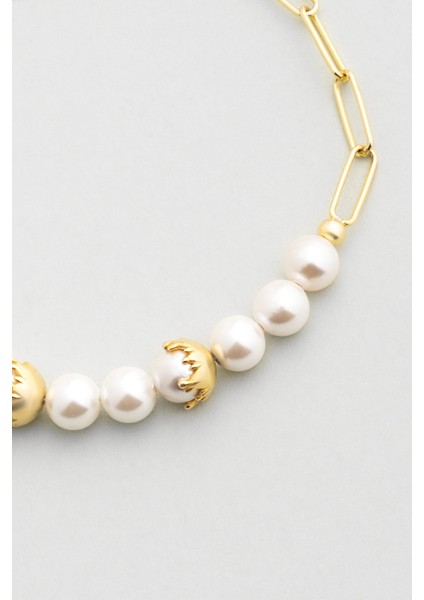 Verena 18 Ayar Sarı Altın Kaplama 19 cm Gümüş Inci Bileklik indirimleri