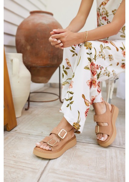 Osaka Kadın Taba Tutun Gercek Deri Suet Sandalet