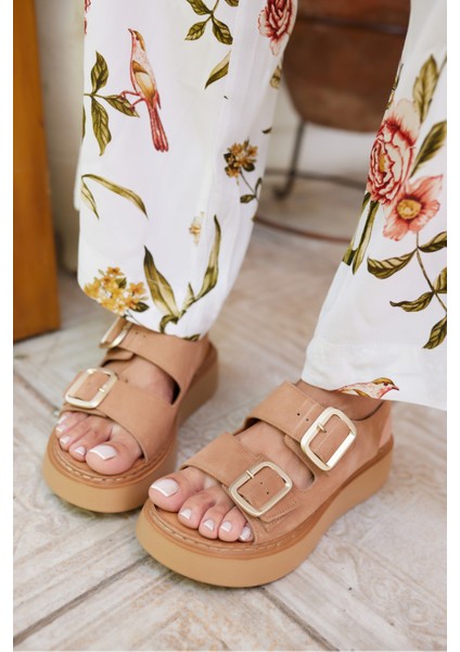 Osaka Kadın Taba Tutun Gercek Deri Suet Sandalet fırsatları