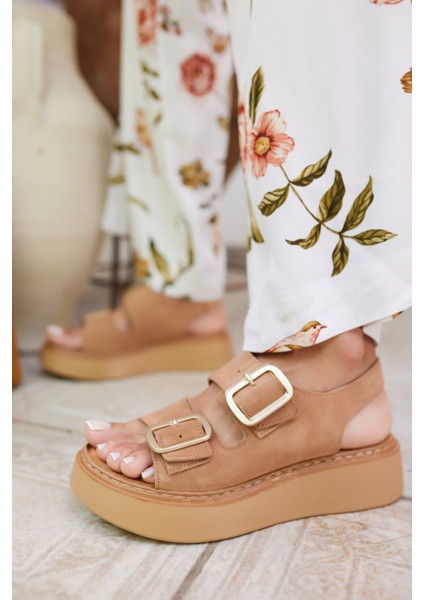 Osaka Kadın Taba Tutun Gercek Deri Suet Sandalet indirimleri