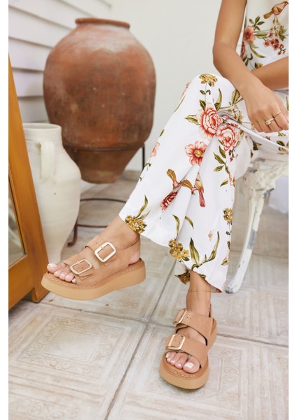 Osaka Kadın Taba Tutun Gercek Deri Suet Sandalet