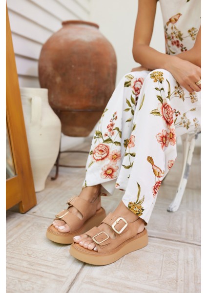 Osaka Kadın Taba Tutun Gercek Deri Suet Sandalet