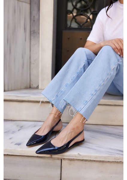 Haris Kadın Tereyag Sarısı Gercek Deri Mını Topuklu Slingback Ayakkabi